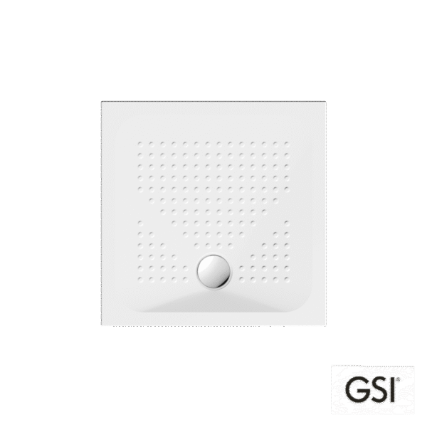Ντουζιέρα Πορσελάνης Τετράγωνη 80x80 h.4 antislip Φ90 GSI White