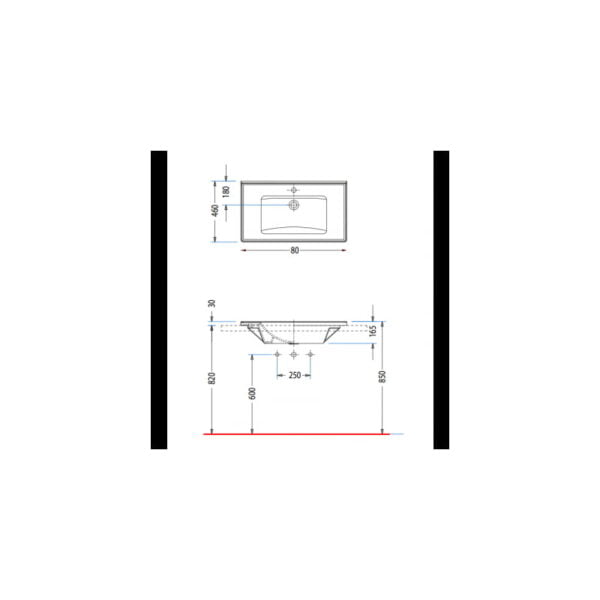 Serel Slim 80x46cm Επικαθήμενος Νιπτήρας