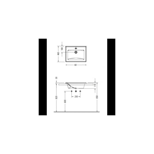 Serel Slim 60x46cm Countertop Washbasin