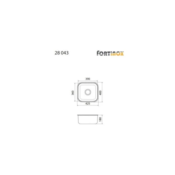 Fortinox Valley 28043 42,5 x 40 εκ. Inox Λείος Υποκαθήμενος Νεροχύτης