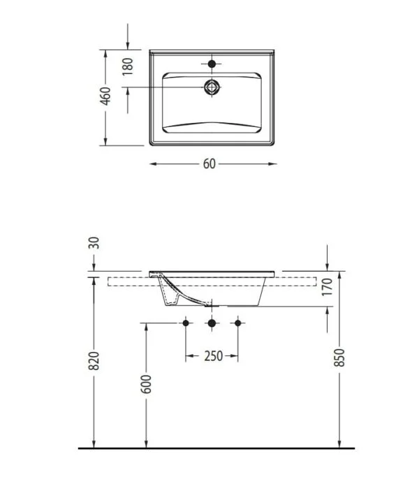 Κρεμαστός-Επικαθήμενος Νιπτήρας 60x46 cm Serel Slim - Image 4