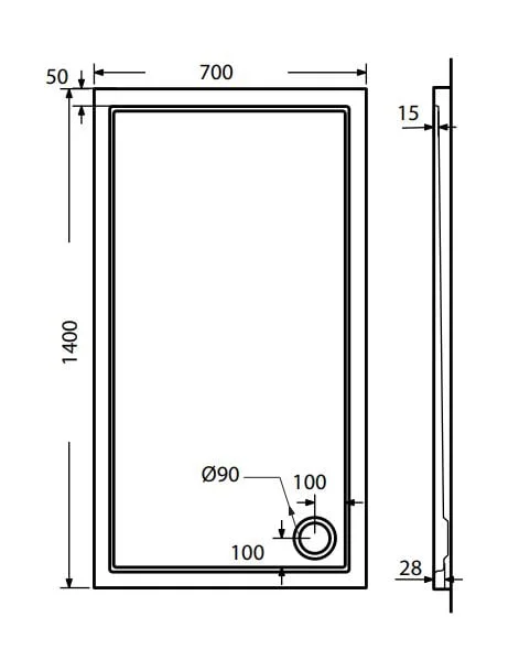 Ακρυλική Ντουζιέρα 140x70x5cm Sirene EXTRA FLAT - Image 2