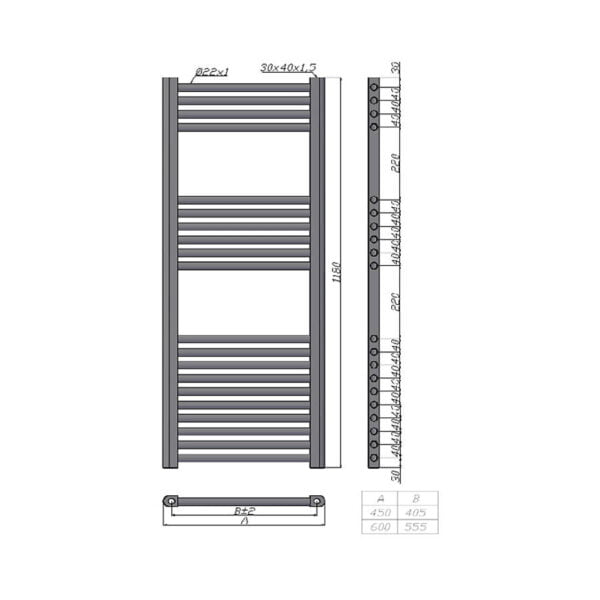 NILE bathroom heater 30×600×1180mm