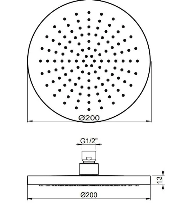 Ανακλινόμενη κεφαλή White Matt Abs Ø20 με μπράτσο οροφής 10cm - Image 2