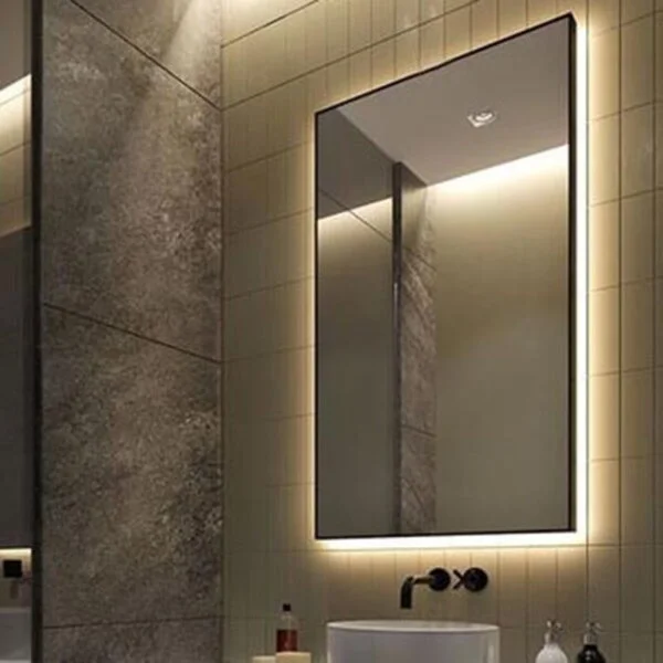 LED illuminated metal profile bathroom mirror 60x80/70x90/80x80