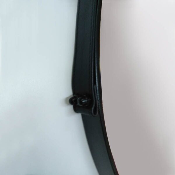 Round wall mirror Φ60 with black steel blade and leather strap