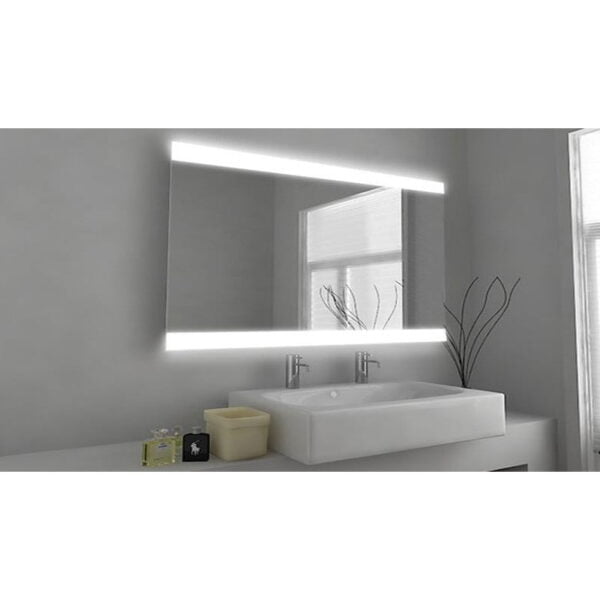 Bathroom mirror with Led lighting 90x75 with sandblasting design up and down