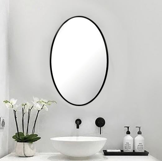 Καθρέπτης μπάνιου τοίχου οβάλ με μαύρο περίγραμμα βαφή