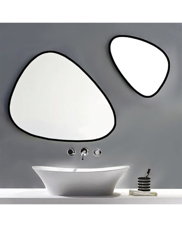 Καθρέπτες μπάνιου τοίχου σετ σε σχήμα βότσαλο με μαύρη βαφή