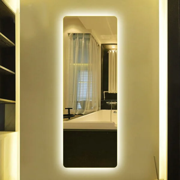 Mirror 50x160 rounded corners with LED lighting all around