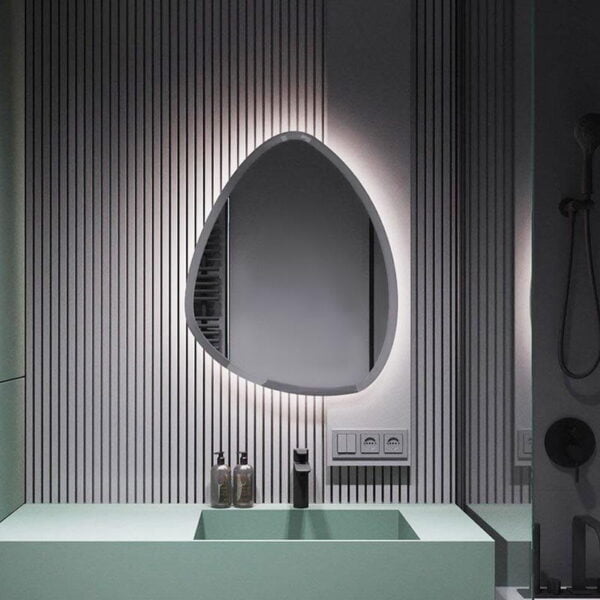Pebble-shaped bathroom mirror 73x87