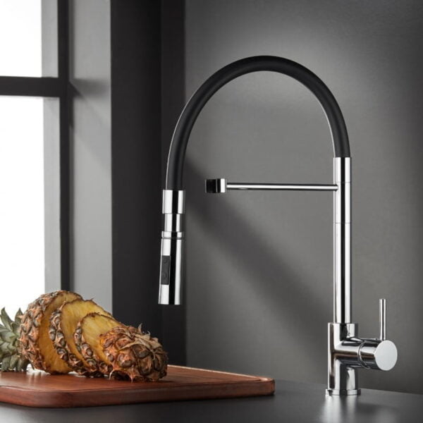 Kitchen faucet with rotating, detachable 2-function shower (shower / spray) Fluo