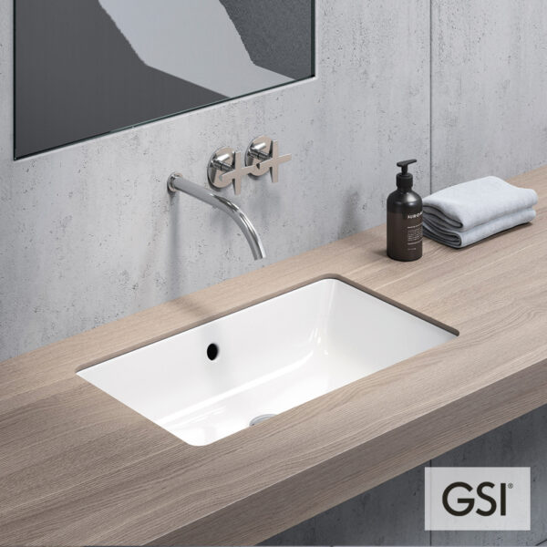 Νιπτήρας Πορσελάνης Kube 60x37 Υποκαθήμενος, GSI White