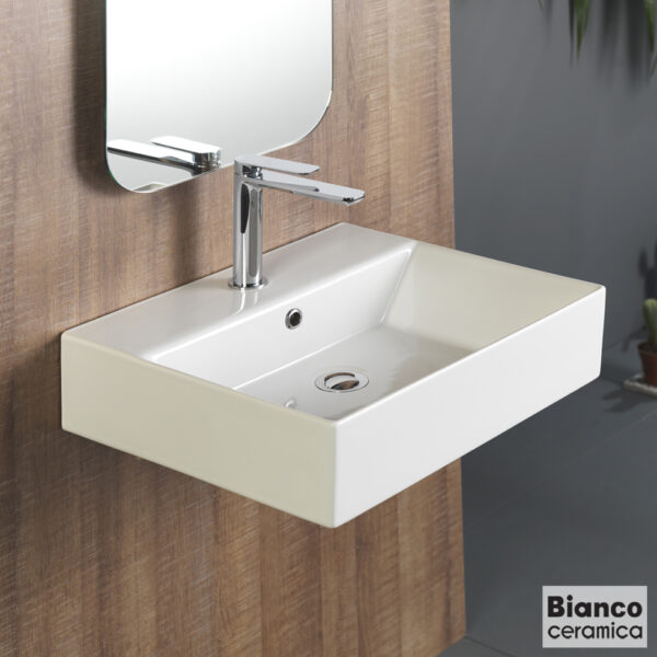 Νιπτήρας Πορσελάνης 50x42 (1 οπή) Bianco Ceramica White
