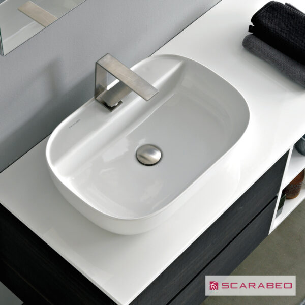 Νιπτήρας Πορσελάνης Glam56R 56x38 (1 οπή) Scarabeo White