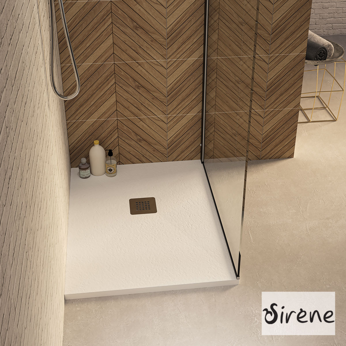 Ντουζιέρα Χυτό μάρμαρο με Βαλβίδα Slate 100 x 80 Sirene White Matt