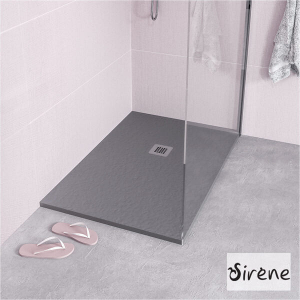 Ντουζιέρα Χυτό μάρμαρο με Βαλβίδα Slate 140 x 80 Sirene Beton Matt