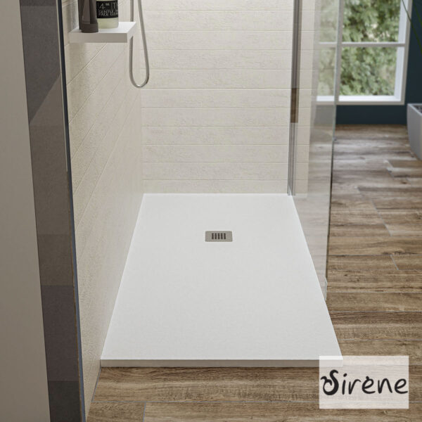 Ντουζιέρα (Χυτό μάρμαρο) με Βαλβίδα Slate 180 x 80 Sirene White Matt