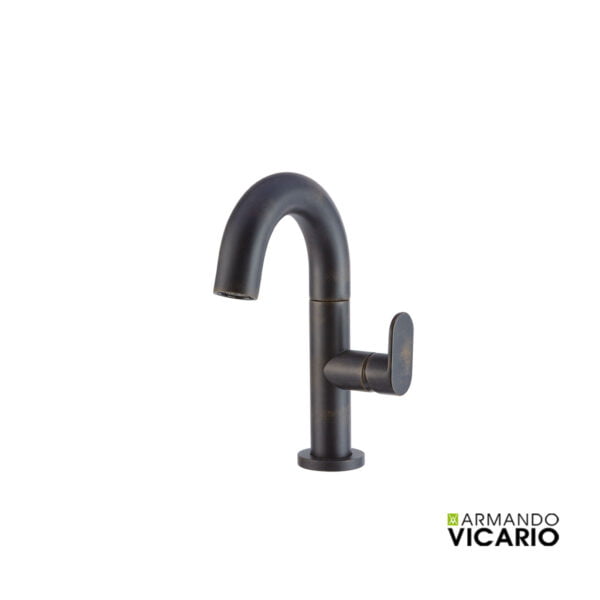 Μπαταρία νιπτήρος θερμομικτική SLIM με βαλβίδα clic-clac VICARIO Ιταλίας rusty black