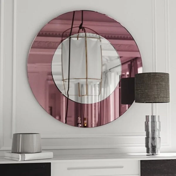 Round bathroom-wall mirror Φ70/Φ80/Φ90 with Pink mirror glass