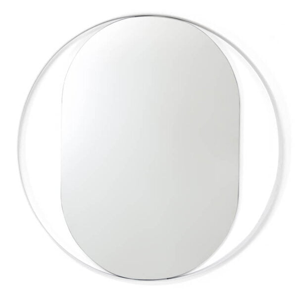 Καθρέπτης μπάνιου λευκός στρογγυλός Φ70/Φ80 με χαλύβδινη λάμα