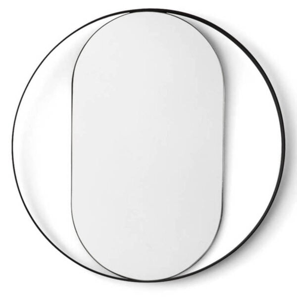Καθρέπτης μπάνιου μαύρος στρογγυλός Φ70/Φ80 με χαλύβδινη λάμα