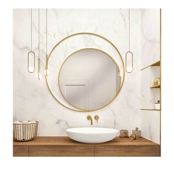 Καθρέπτης μπάνιου τοίχου στρογγυλός Φ80 με διπλή χρυσή λάμα χάλυβα με LED