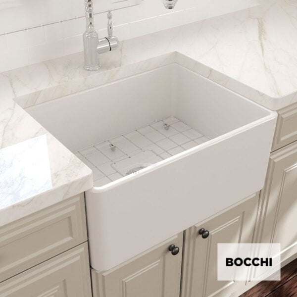 Νεροχύτης κουζίνας από πορσελάνη Bocchi υποκαθήμενος 61x46εκ χρώμα White Glossy