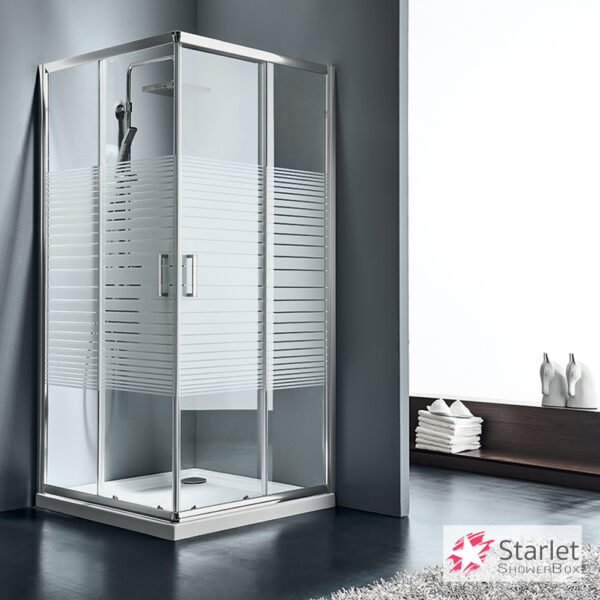 Καμπίνα ντουζιέρας Γωνιακής Εισόδου Corner Entry Starlet Stripes Chrome